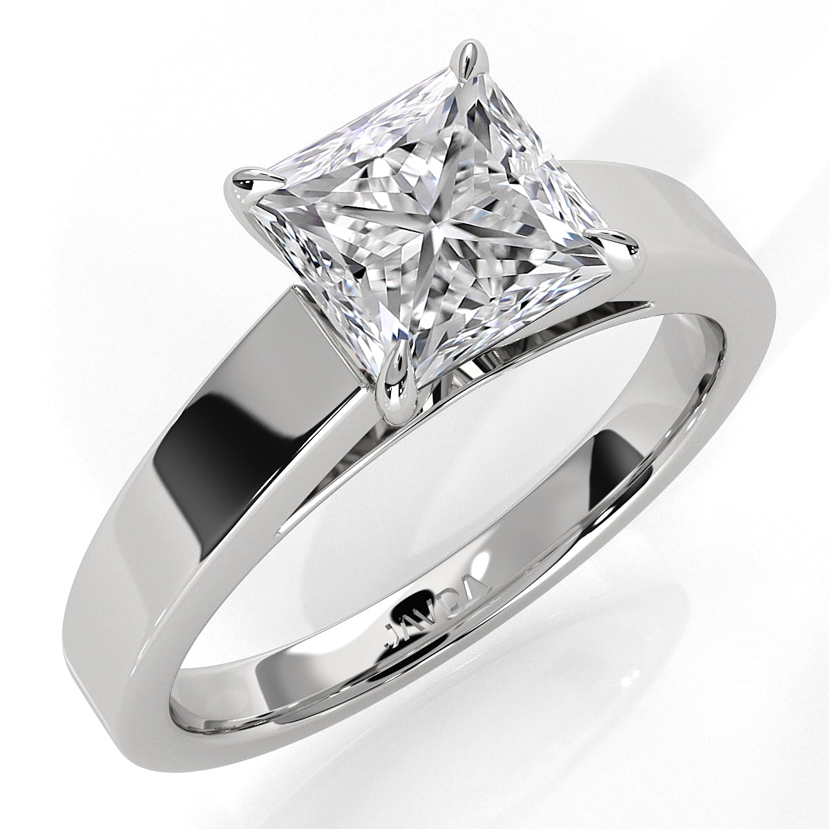 3.5mm Cathedral Style Flat Edge Solitaire Lab Grown Diamond IGI Certified Engagement Ring 4g Setting 1.00 Ctw.